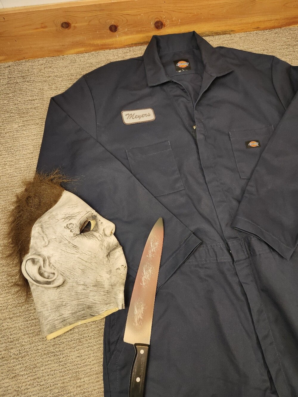 Michael Meyers Mask Dickies Mens 2X Tall Jumpsuit Cosplay Knife Costume Set